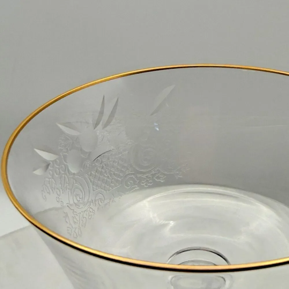 Vintage Lenox Autumn Champagne Tall Sherbet Glass Gold Rim Etched 1975-76